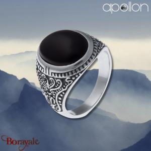 Chevalière Apollon acier et onyx Homme  IH-110-60