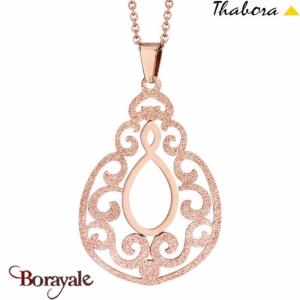 Collier THABORA pendentif acier givrée rose gold sur chaîne T137840D