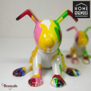 Chien assis 18 cm Home Edelweiss collection : Emotion Jaune, vert, rose