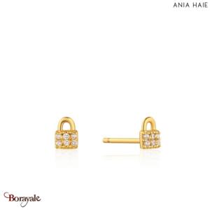 Boucles d'oreilles Ania Haie Under Lock & Key plaqué or 14 carats sur argent E03
