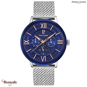 Montre PIERRE LANNIER Collection BEAUCOUR argenté milanais  Homme