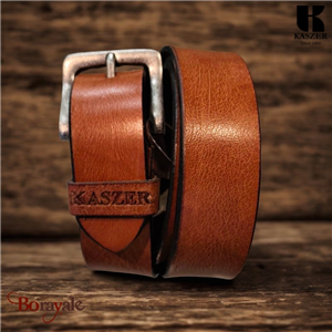Ceinture KASZER collection Indiana cognac bord noir 578304-C4