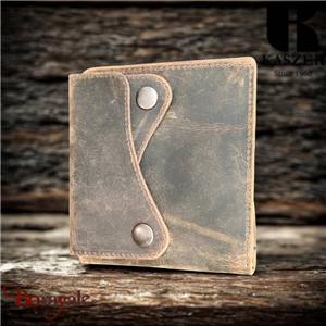 Porte-cartes KASZER Oregon en cuir de vachette pleine fleur touché velours marro