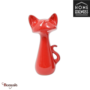 Chat assis 29 cm Home Edelweiss collection : Felix Rouge nacré