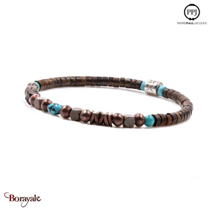 Bronzite - Turquoise: Bracelet Heishi PPJ Taille M