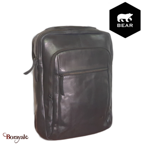 Sac à dos Bear Design en Cuir de vachette lavé Noir