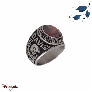 Bague Universitaire américaine Gooshland High School rouge en acier inoxydable T