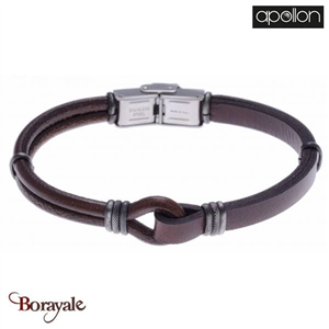 Bracelet Acier et cuir marron italien, Collection: homme APOLLON