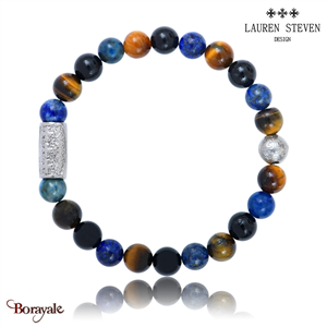 Bracelet Prosperite Lauren Steven Agathe Noire  Perles de 08 mm Taille M 19,5 cm