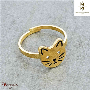 Bague en Acier doré Merveilles du monde