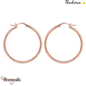 Boucles d'oreilles Thabora créoles simples fils ronds, 30 mm rose doré T114973D