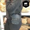 Besace Bear Design en Cuir de vachette lavé Noir Collection : Lavato