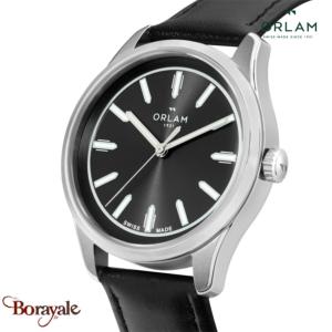 Montre Homme Orlam Cadence cadran noir bracelet cuir noir étanche 10 ATM ORSSLCA