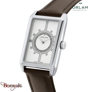Montre Homme Orlam Epoque cadran blanc bracelet cuir marron étanche 5 ATM ORSSLE