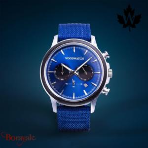 Montre WOODWATCH FARBOUND - 44MM Farbound Blue 2 bracelets acier et bois d'ébène