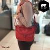 Sac bandoulière Bear Design en Cuir de vachette lavé Rouge grenadine