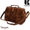 Sac médecin Kaszer Wyoming en cuir de vachette pleine fleur marron naturel foncé