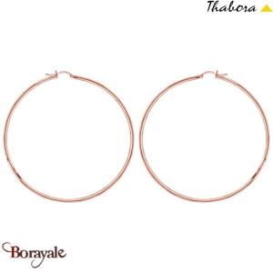 Boucles d'oreilles THABORA créoles simples fils ronds, 70 mm acier rose doré