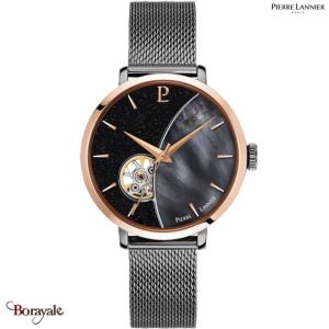 Montre PIERRE LANNIER Collection CELESTE Noir milanais Gris automatique Femme