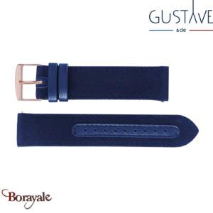 Bracelet de montre GUSTAVE & cie Tissu Bleu Rose doré