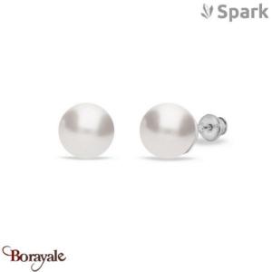 Boucles d'oreilles SPARK With EUROPEAN CRYSTALS  : Pearls 10 mm - Cristal blanc