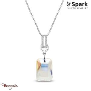 Collier Spark Octagon cristal autrichien sur argent A0273WS