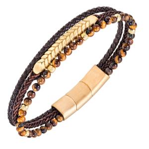Bracelet All Blacks bijoux Homme acier et cuir 682356