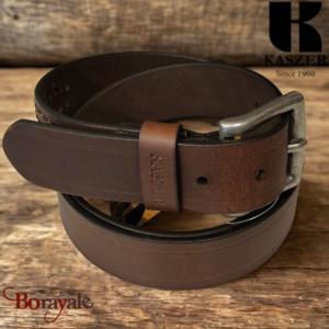 Ceinture KASZER Indiana en cuir de buffle pleine fleur marron foncé lisse - 5785