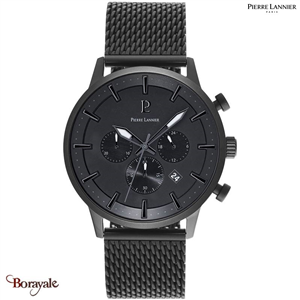 Montre PIERRE LANNIER Collection ABSOLU noir milanais Homme