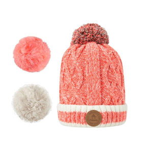 Bonnet + 3 pompons enfant CABAIA Jus De Pomme 0-6 Mois corail