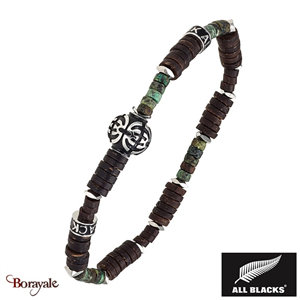 Bracelet Acier et jaspe turquoise All Blacks AB-682177