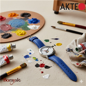 Montre AKTEO Art - Peinture palette et pinceaux 29 mm argent ronde APe23BL
