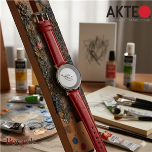 Montre AKTEO Art - Peinture Palette et pinceaux 38 mm argent ronde APe27R