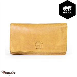 Portefeuille Bear Design en Cuir de vachette lavé Tabac Collection : Lavato