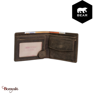 Portefeuille Bear Design en Cuir de vachette brut Brut Collection : brut