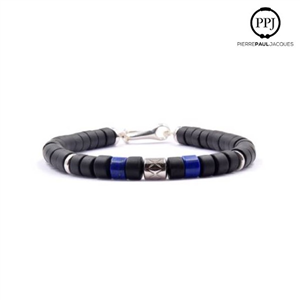 Onyx Mat - Lapis Lazuli: Bracelet Heishi 6 mm PPJ Taille XL