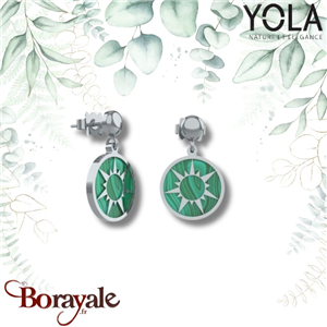 Boucles d'oreilles Yola Nature Malachite Acier poli IK-518