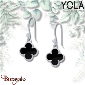 Boucles d'oreilles Onyx Acier Yola Nature femme