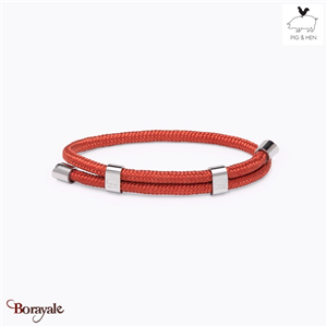 Bracelet PIG & HEN Little Lewis DBL Corail Rouge Acier Taille : L (20-21cm)