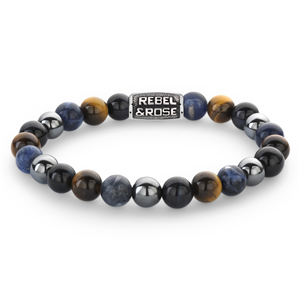 Bracelet Rebel & Rose Bleu pluie vintage - 8mm M, Homme RR-80100-V-M