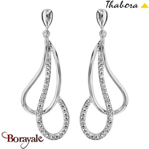 Boucles d'oreilles THABORA argent rhodié gouttes évidées - oxydes blancs T016950