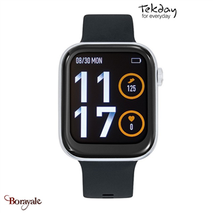 Montre TEKDAY connectée Mixte / unisexe  boîtier gris, silicone noir