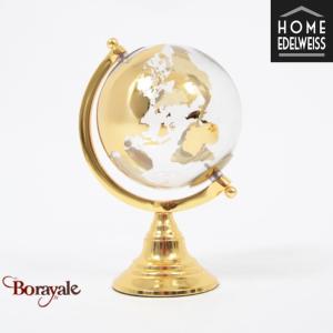 Map Monde Philéas 27 cm Or et Verre - Home Edelweiss JD828