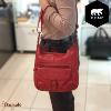 Sac bandoulière Bear Design en Cuir de vachette lavé Rouge grenadine