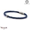 Bracelet PPJ Cuir tressé Simple tour Bleu-Outremer Taille XL