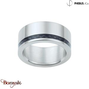 Bague homme Phebus acier carbone noir taille 64 15-0293-N-64