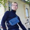 Pochette kaszer collection Wyoming Blue en Cuir de vachette bleu jeans 20650-B6