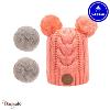 Bonnet + 3 pompons Bubble Tea Rose sans polaire Cabaïa 50% coton - 50% polyester