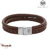 Bracelet Rebel & Rose Full metal premium combo 12mm cognac M, Homme RR-M0056-S-M