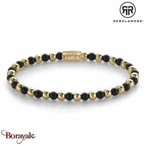 Bracelet Rebel & Rose Mélange noir mat - 4mm - plaqué ionisé 18 ct M, Femme RR-4